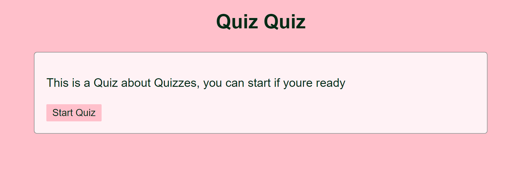 main page of my quiz app's main page